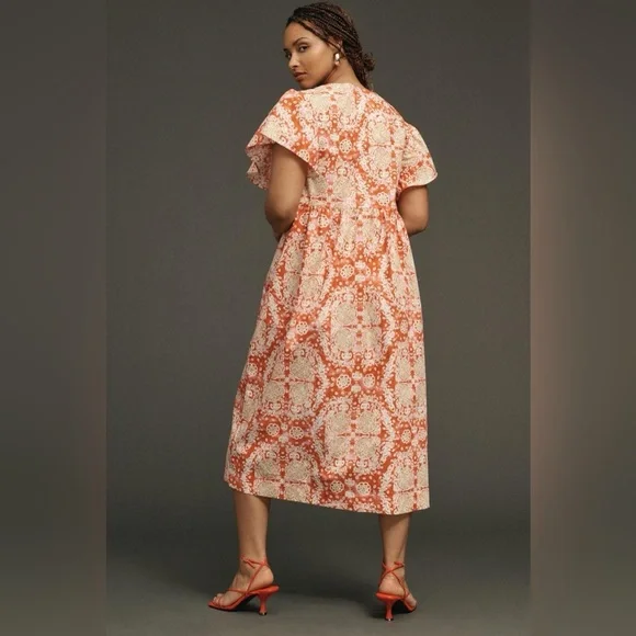 Anthropologie ⚜️ Maeve Printed Flutter-Sleeve Babydoll Dress - Picture 6 of 12